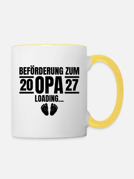 Beförderung zum Opa 2027 Loading - Tasse zweifarbig - Weiß/Gelb