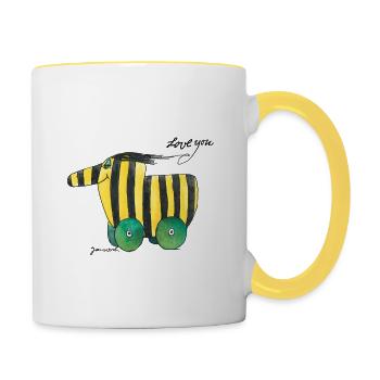 Janosch Tigerente Love You - Tasse zweifarbig - Weiß/Gelb - Rechts