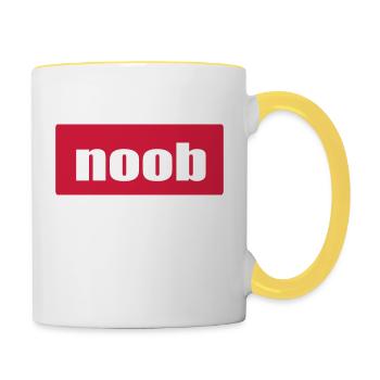 noob Neuling Anfänger - Tasse zweifarbig - Weiß/Gelb - Rechts