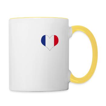 j'aime la France avec Jean Luc - Mug contrasté - blanc/jaune - Droite