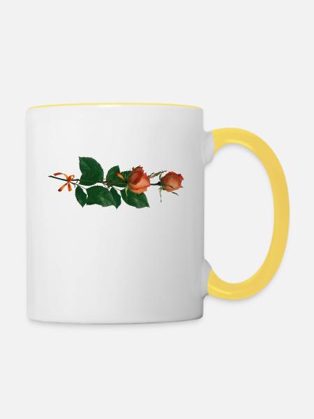 Rose - Tasse zweifarbig - Weiß/Gelb