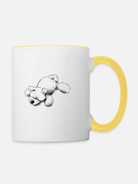 Bärchen - Tasse zweifarbig - Weiß/Gelb