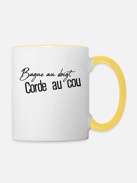 der Ring am Finger - Tasse zweifarbig - Weiß/Gelb
