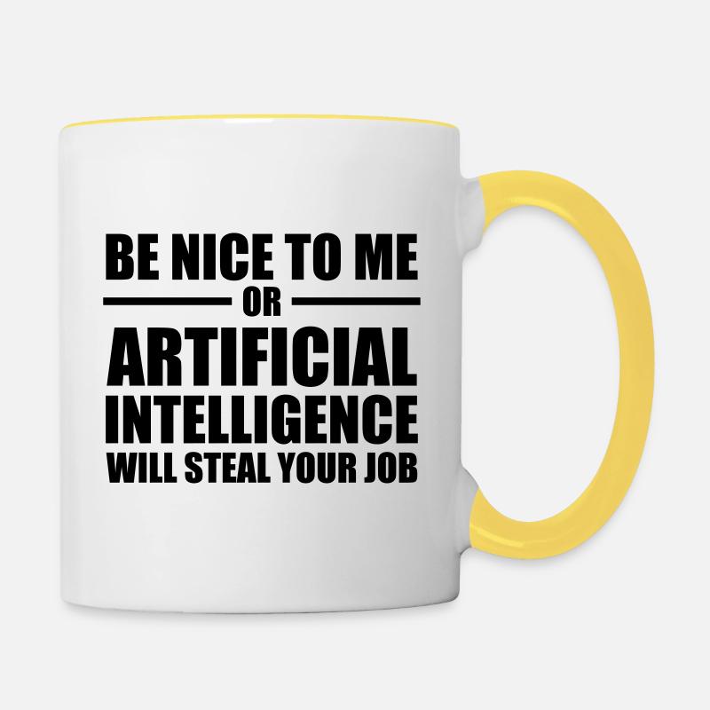 Künstliche Intelligenz AI / Sei nett - Tasse zweifarbig - Weiß/Gelb