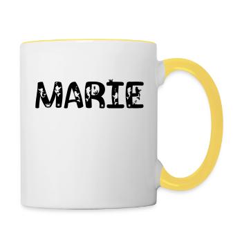 Marie first name gift for childbirth - Contrasting Mug - white/yellow - Right