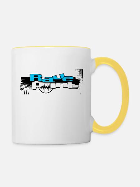 Techno - Tasse zweifarbig - Weiß/Gelb