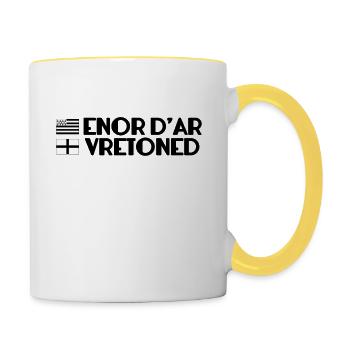 Bretagne - Enor d'ar Vretoned - Mug contrasté - blanc/jaune - Droite