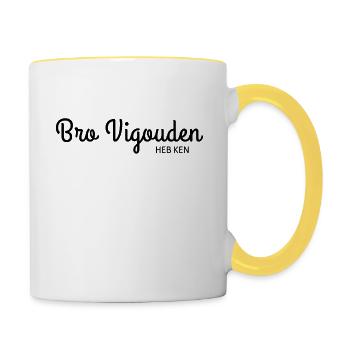 Bretagne - Pays Bigouden heb ken - Mug contrasté - blanc/jaune - Droite