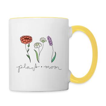 plantmom flowers - Contrasting Mug - white/yellow - Right