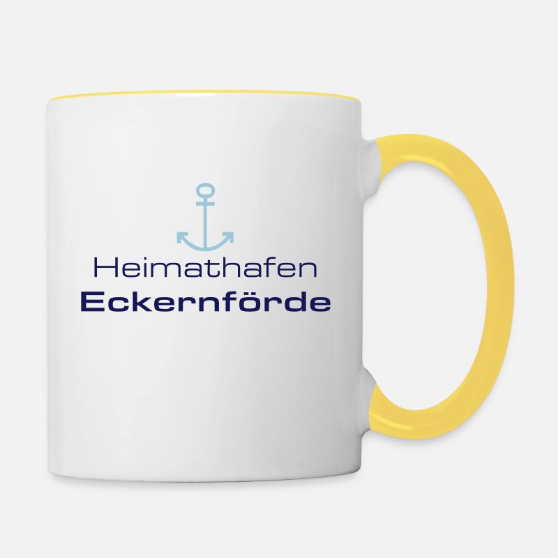 Port d'attache Eckernförde: Nordic simple + ancre - Mug contrasté - blanc/jaune