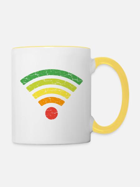 Voller Empfang - Tasse zweifarbig - Weiß/Gelb