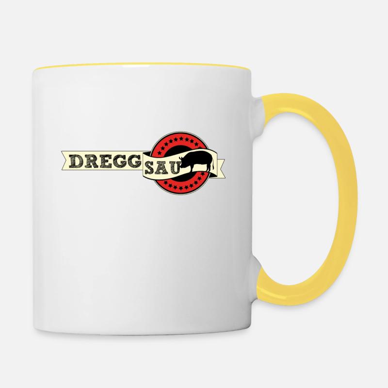 Dreggsau typisch schwäbisch schwäbisch schempfa - Tasse zweifarbig - Weiß/Gelb