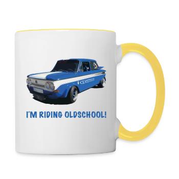 I ́m Riding Oldschool 2 - Contrasting Mug - white/yellow - Right