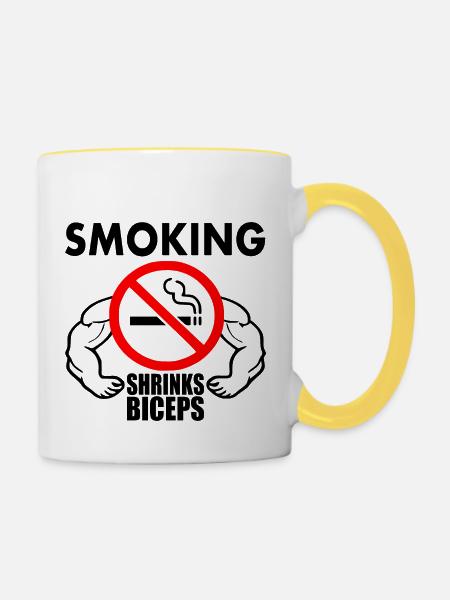 Smoking shrinks the biceps - Tasse zweifarbig - Weiß/Gelb