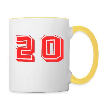 20 JAHRE. 20-jähriges JUBILÄUM. JUBILÄUM 20 JAHRE. 20 - Tasse zweifarbig - Weiß/Gelb - Rechts