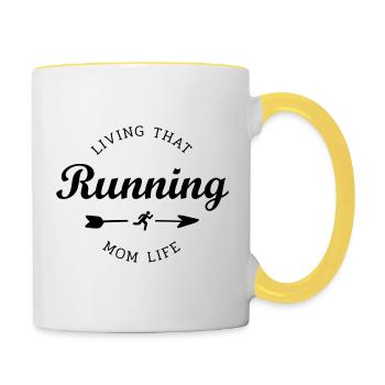 running mom life - Contrasting Mug - white/yellow - Right