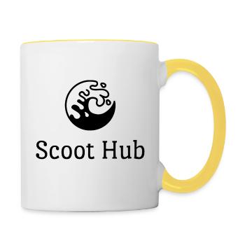 ScootHub Logo - Tasse zweifarbig - Weiß/Gelb - Rechts