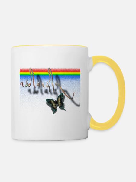 tibetische Calligraphy Schmetterling Design - Tasse zweifarbig - Weiß/Gelb