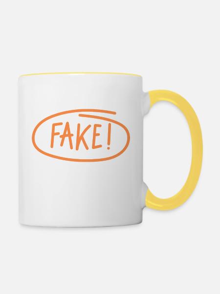 Falsch - Tasse zweifarbig - Weiß/Gelb