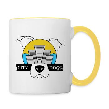 Chiens de ville - Mug contrasté - blanc/jaune - Droite