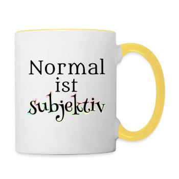 Normal ist subjektiv - Tasse zweifarbig - Weiß/Gelb - Rechts