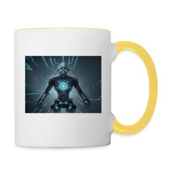Synthesis of the future of technology - Contrasting Mug - white/yellow - Right