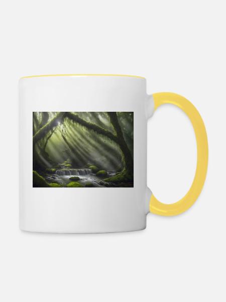Märchenhafter Ort - Tasse zweifarbig - Weiß/Gelb