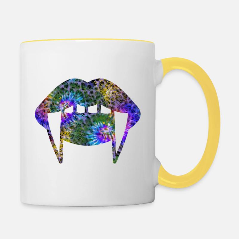 Groovy Vampirelips Blue Purple - Contrasting Mug - white/yellow