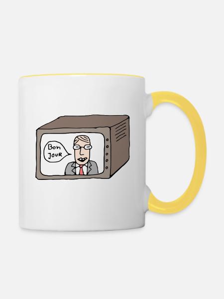 Bon Jour - Tasse zweifarbig - Weiß/Gelb