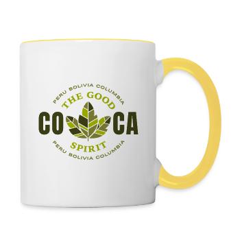 Coca Leaf - Peru, Bolivia, Columbia - Tasse zweifarbig - Weiß/Gelb - Rechts
