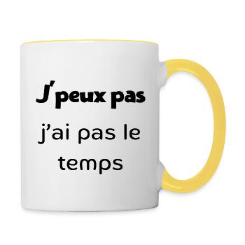 I can't I don't have time - Contrasting Mug - white/yellow - Right