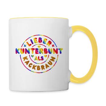 Better motley than poop brown - Contrasting Mug - white/yellow - Right