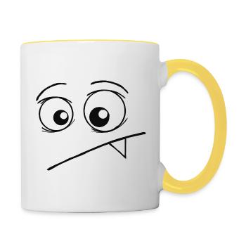 Süßes Monster Gesicht - Tasse zweifarbig - Weiß/Gelb - Rechts