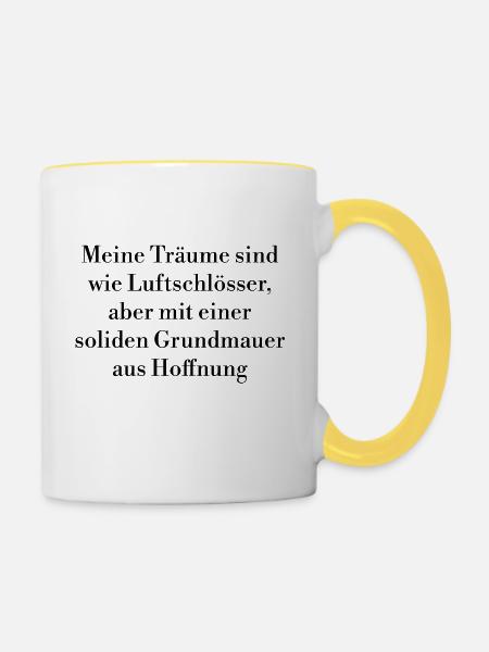 Gedankensprüche - Tasse zweifarbig - Weiß/Gelb
