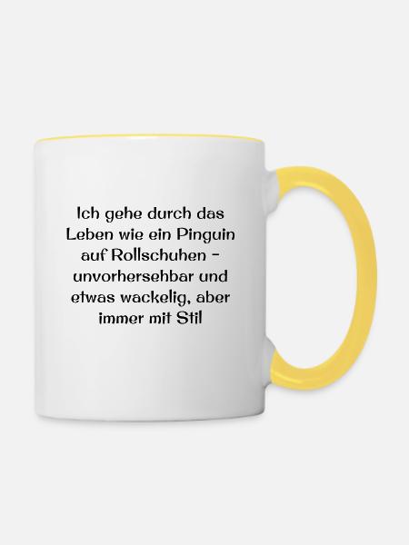 Gedankensprüche - Tasse zweifarbig - Weiß/Gelb
