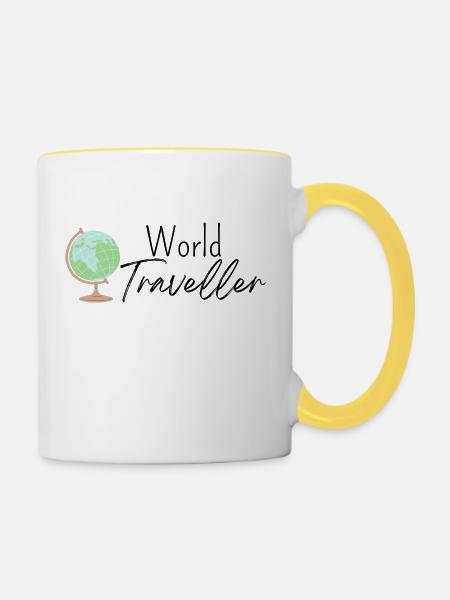 World Traveller - Tasse zweifarbig - Weiß/Gelb