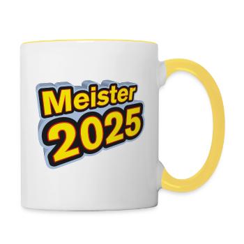 Meister 2025 - Tasse zweifarbig - Weiß/Gelb - Rechts