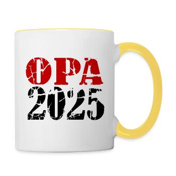 Opa 2025 - Tasse zweifarbig - Weiß/Gelb - Rechts