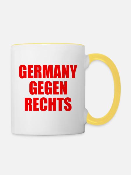 Germany gegen rechts - Tasse zweifarbig - Weiß/Gelb