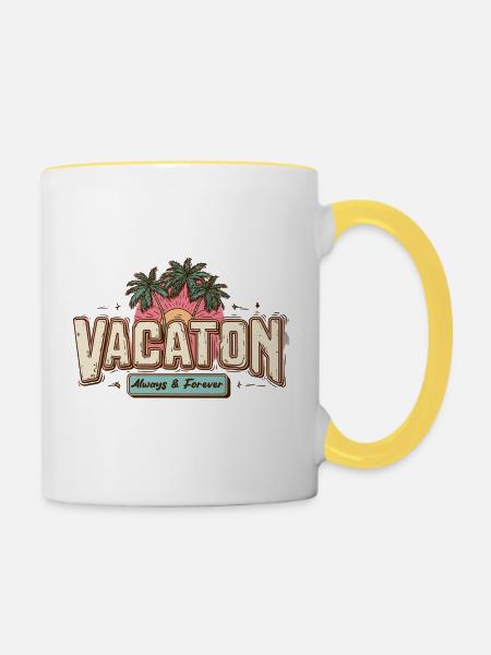 Vacation Retro - Tasse zweifarbig - Weiß/Gelb
