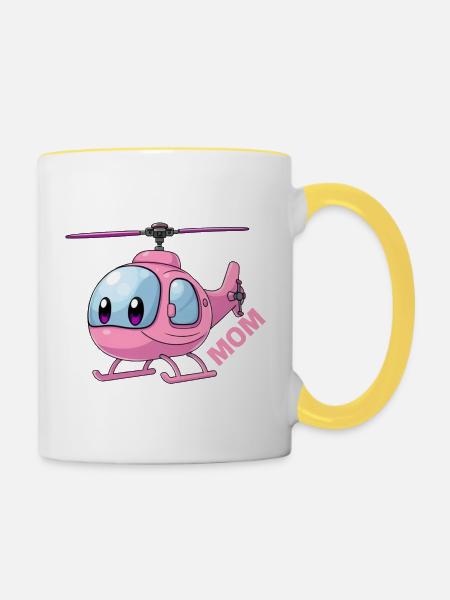 Helikopter Mutter - Tasse zweifarbig - Weiß/Gelb