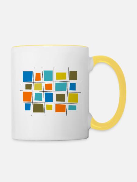 Farbiges Patchwork von Cean - Tasse zweifarbig - Weiß/Gelb