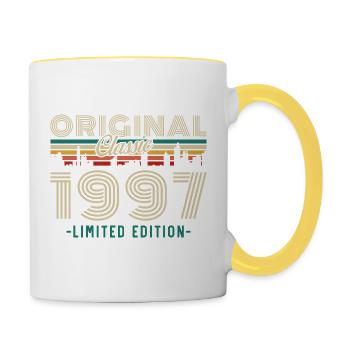 Original 1997 Vintage Retro Geburtstagsgeschenk - Tasse zweifarbig - Weiß/Gelb - Rechts