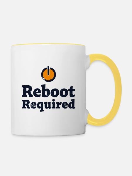 REBOOT REQUIRED Neustart Erforderlich - Tasse zweifarbig - Weiß/Gelb