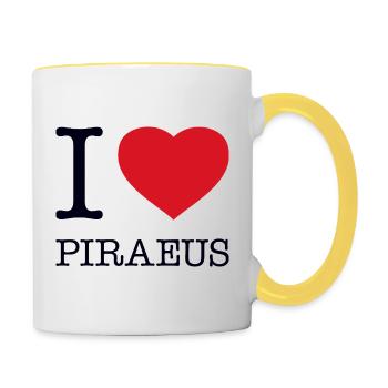 J’adore Le Pirée - Mug contrasté - blanc/jaune - Droite