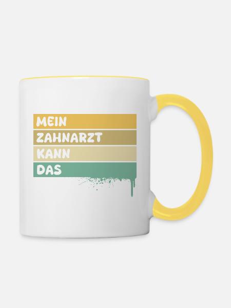 Geschenk für Zahnarzt - Tasse zweifarbig - Weiß/Gelb