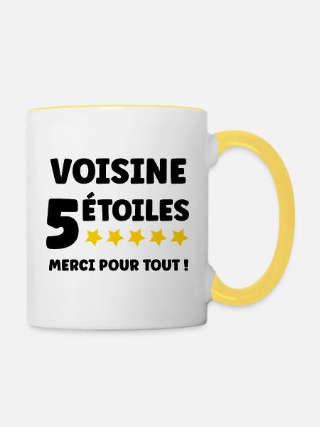 Nachbar - Tasse zweifarbig - Weiß/Gelb