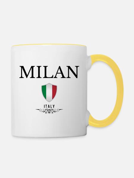 Ich liebe Mailand, Souvenir Mailand. - Tasse zweifarbig - Weiß/Gelb