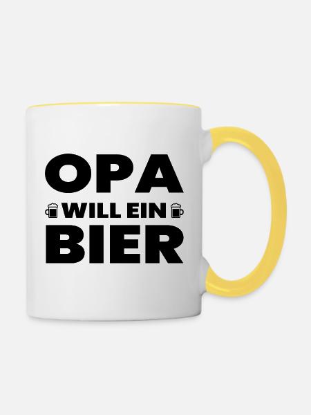 Bier - Tasse zweifarbig - Weiß/Gelb
