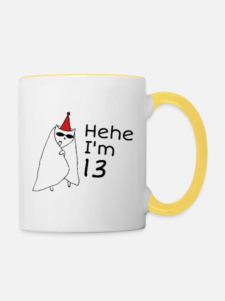 13-jähriges Jubiläum – 13-jähriges Jubiläumsgeschenk - Tasse zweifarbig - Weiß/Gelb